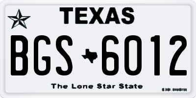 TX license plate BGS6012