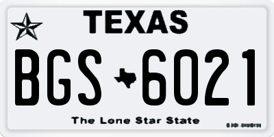 TX license plate BGS6021