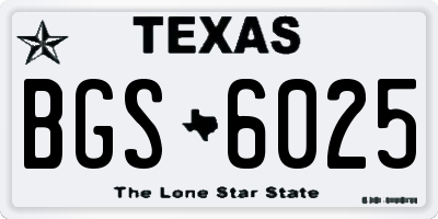 TX license plate BGS6025