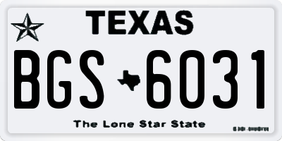 TX license plate BGS6031