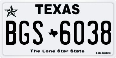 TX license plate BGS6038