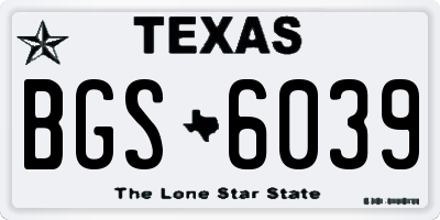TX license plate BGS6039