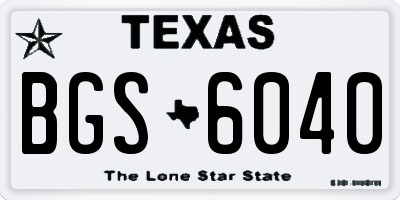 TX license plate BGS6040