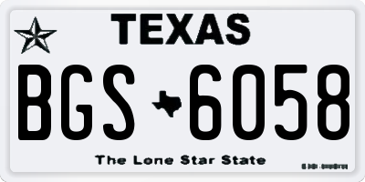 TX license plate BGS6058