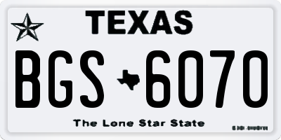 TX license plate BGS6070