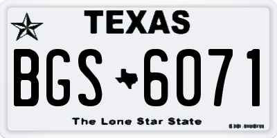 TX license plate BGS6071