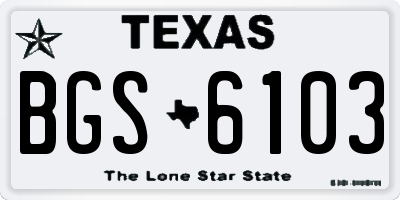 TX license plate BGS6103