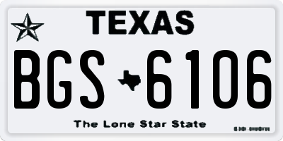 TX license plate BGS6106