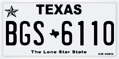 TX license plate BGS6110