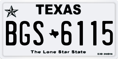 TX license plate BGS6115