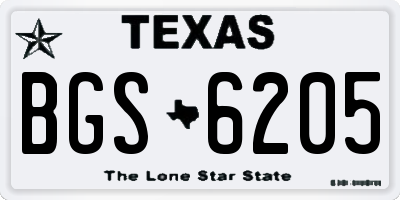 TX license plate BGS6205