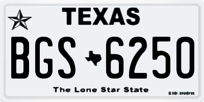 TX license plate BGS6250