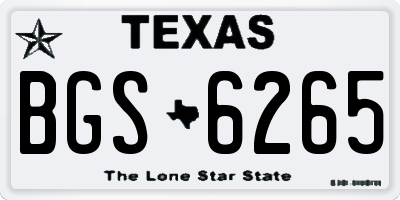 TX license plate BGS6265