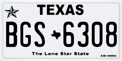 TX license plate BGS6308