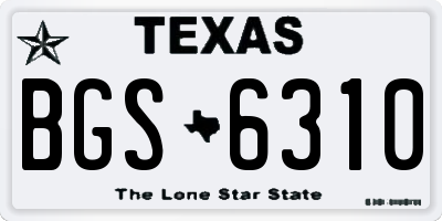 TX license plate BGS6310