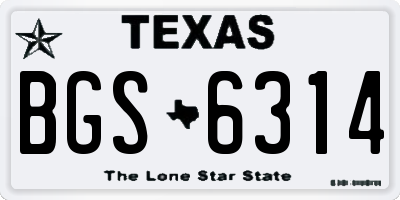 TX license plate BGS6314