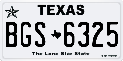 TX license plate BGS6325