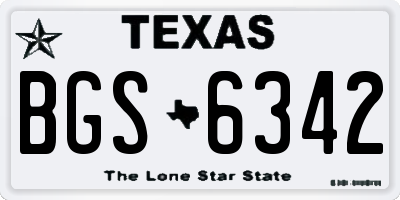 TX license plate BGS6342