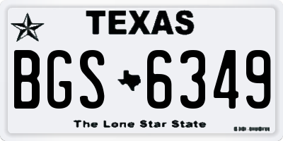 TX license plate BGS6349