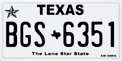 TX license plate BGS6351