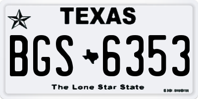 TX license plate BGS6353