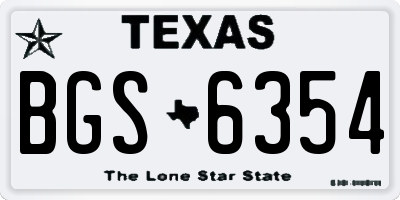 TX license plate BGS6354