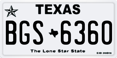 TX license plate BGS6360