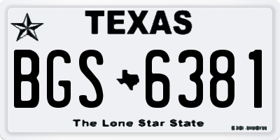 TX license plate BGS6381