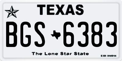 TX license plate BGS6383