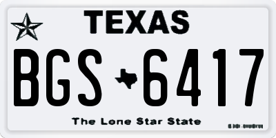 TX license plate BGS6417