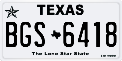 TX license plate BGS6418