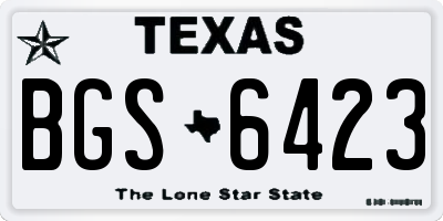 TX license plate BGS6423