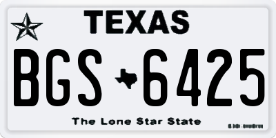 TX license plate BGS6425
