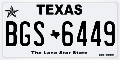 TX license plate BGS6449