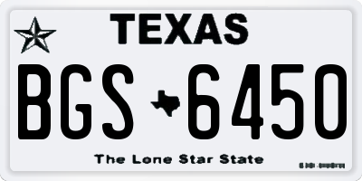 TX license plate BGS6450