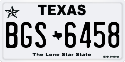 TX license plate BGS6458