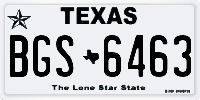 TX license plate BGS6463