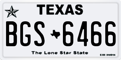 TX license plate BGS6466