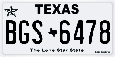 TX license plate BGS6478