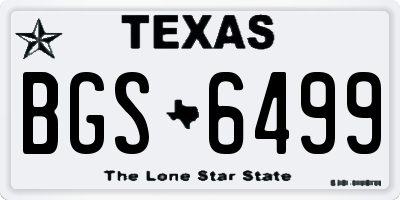 TX license plate BGS6499