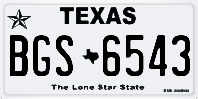 TX license plate BGS6543