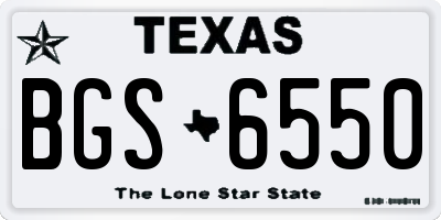 TX license plate BGS6550