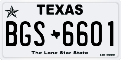TX license plate BGS6601