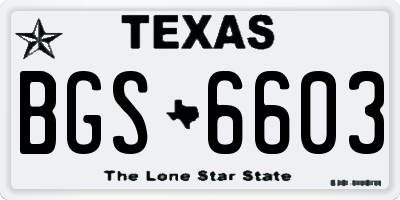 TX license plate BGS6603