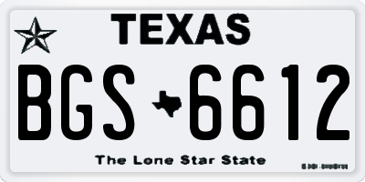 TX license plate BGS6612