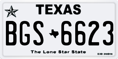 TX license plate BGS6623