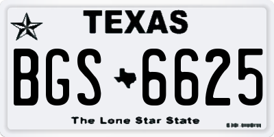 TX license plate BGS6625