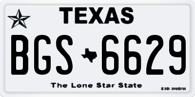 TX license plate BGS6629