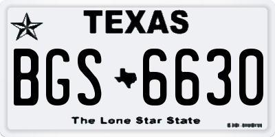 TX license plate BGS6630