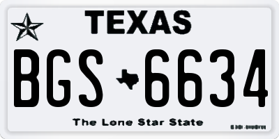 TX license plate BGS6634